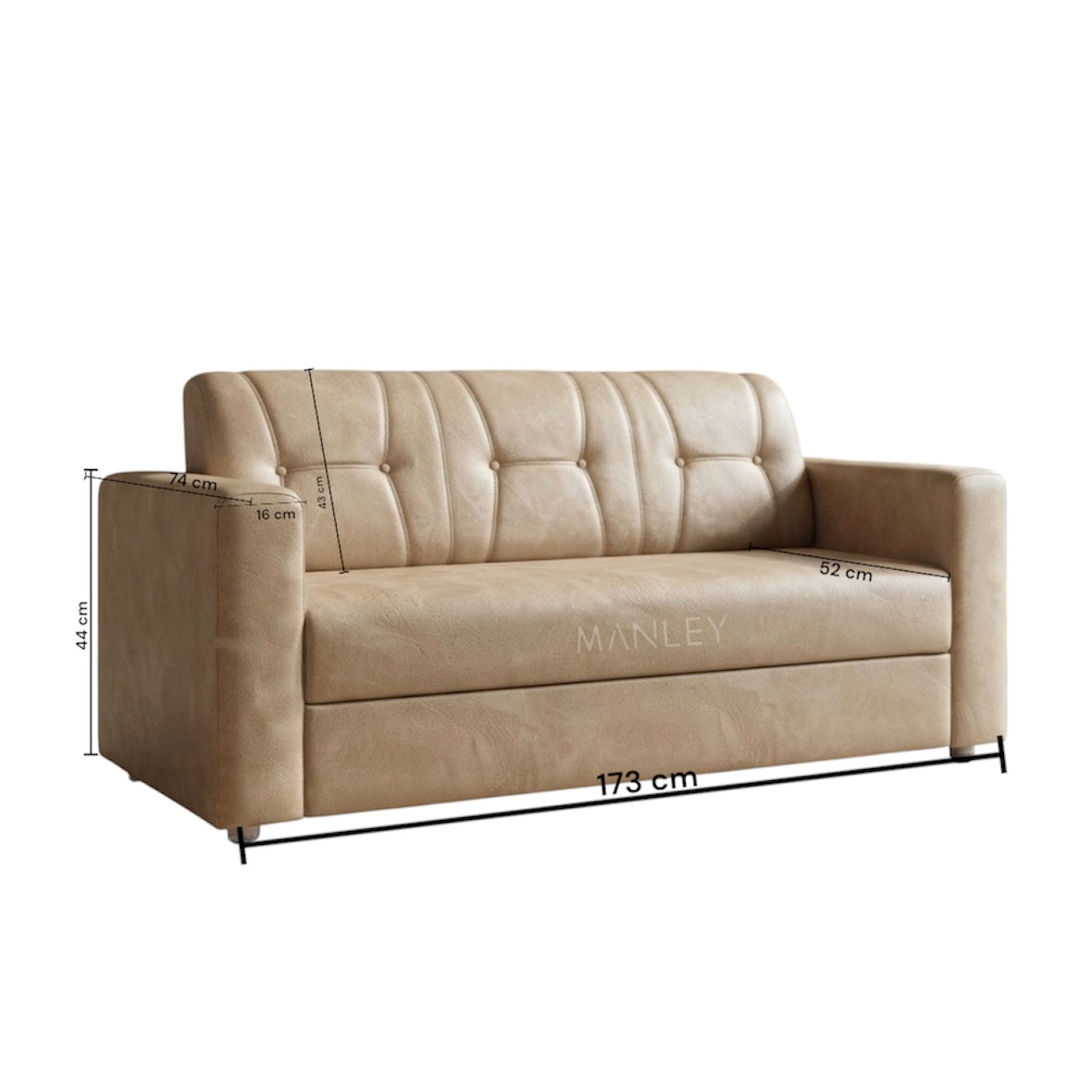 BLISS SINGLE SOFA | ACACIA WOOD & SUEDE FABRIC UPHOLSTERY | BEIGE