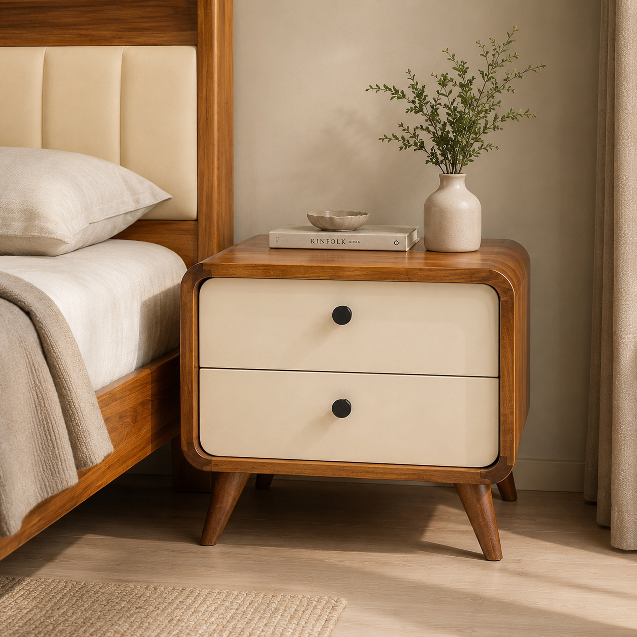 Finora Bedroom Set – Forest Acacia & Door Board | Brown & Cream
