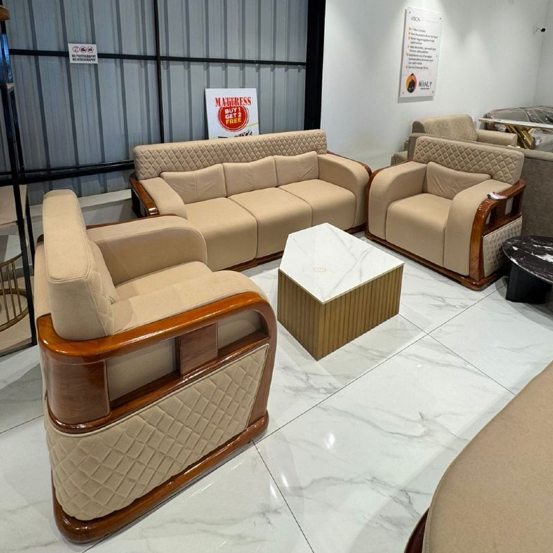 Venora Sofa Set – 3+1+1 Treated Mahogany Frame | 50-Month Warranty