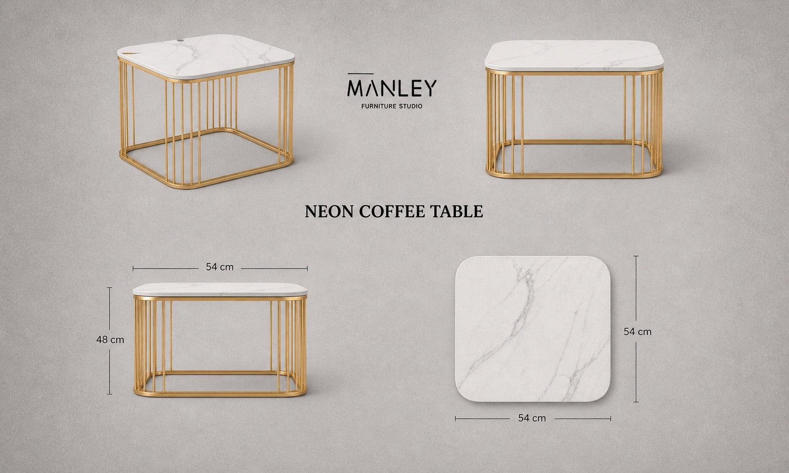 Neon Cofee Table – Metal Golden