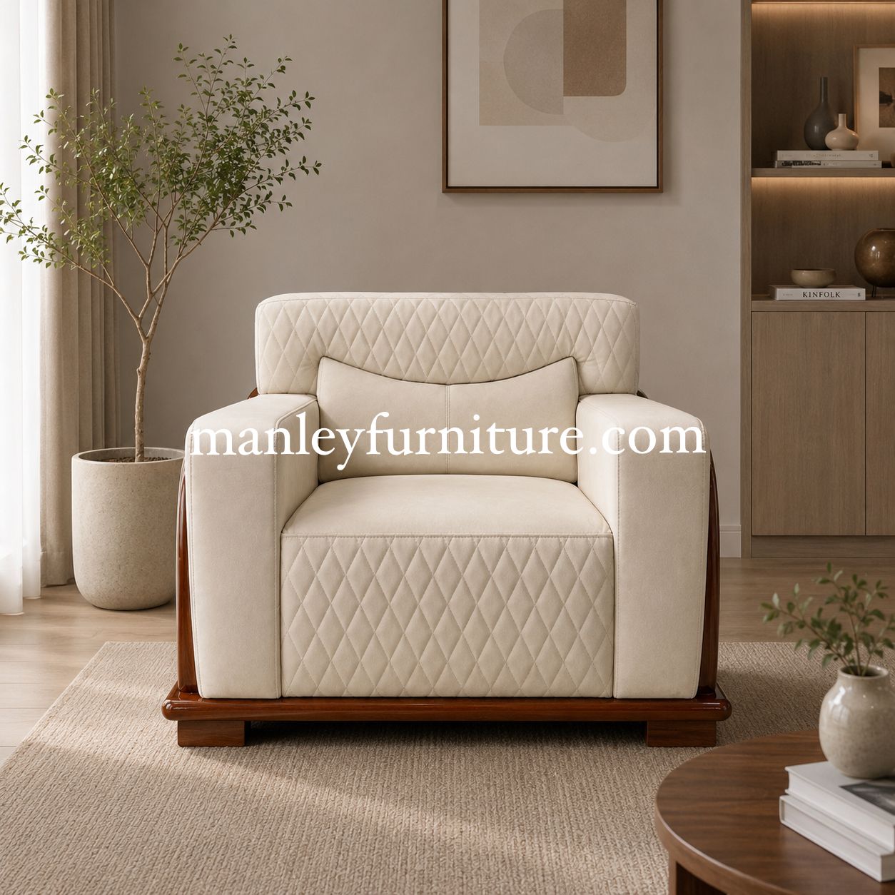 Royalist Sofaset – Solid Wood + Fabric Off White