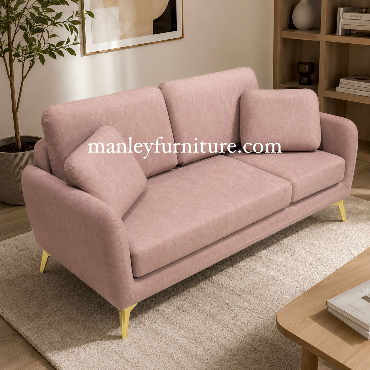Velvon Sofaset – Solid Wood Pink