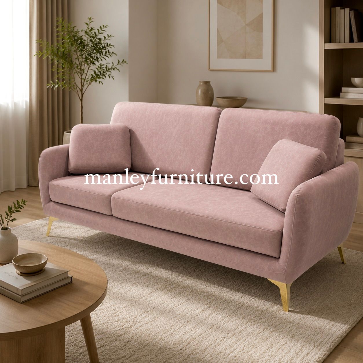 Velvon Sofaset – Solid Wood Pink