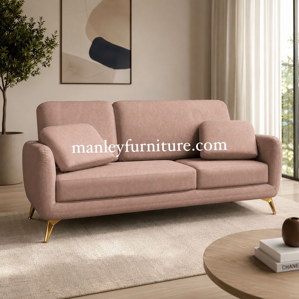 Velvon Sofaset – Solid Wood Pink