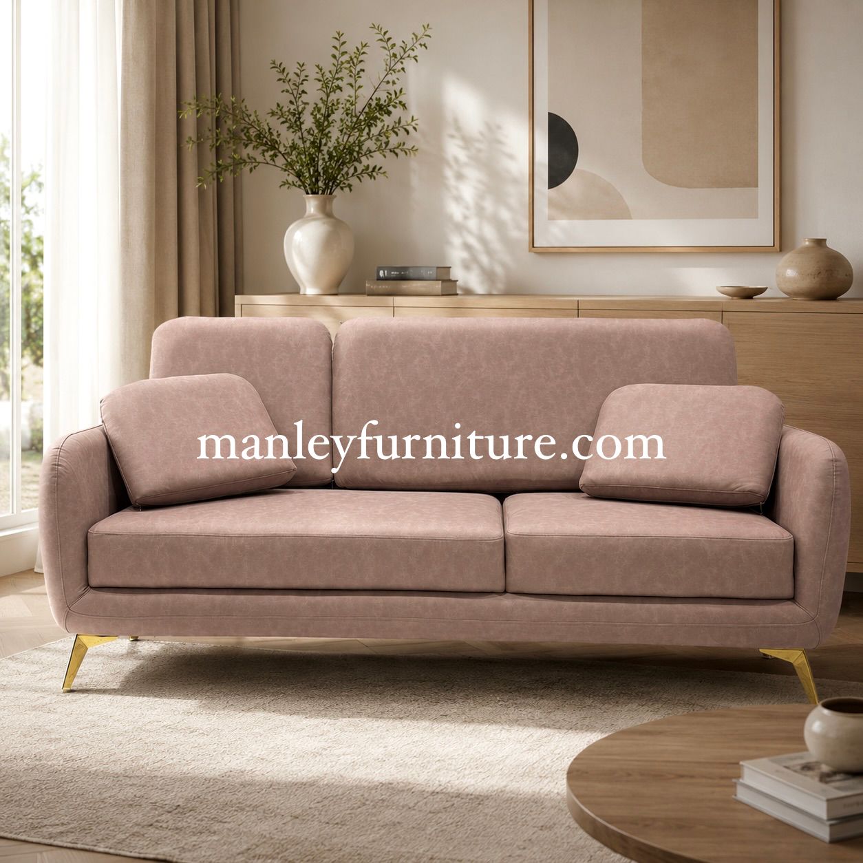 Velvon Sofaset – Solid Wood Pink