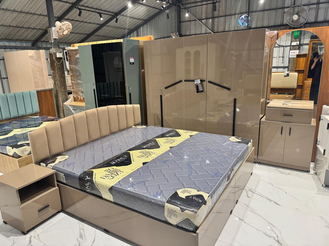 Ninex Premium 5-Door Bedroom Set | Queen Size | Cream | UV Board
