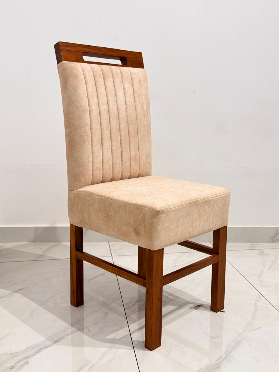 FIBERLINE DINING CHAIR | MAHOGANY WOOD & FABRIC