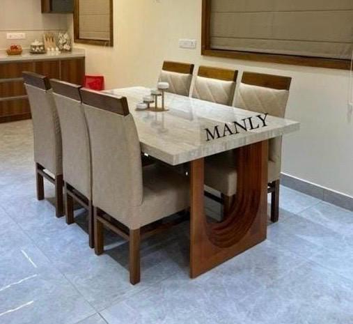KLARA 6-SEATER DINING SET | 6X3.5 FT | MAHOGANY WOOD & CERAMIC TOP
