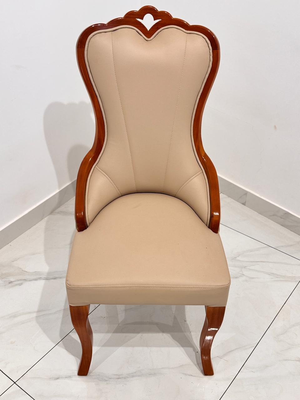 LOTUS DINING CHAIR | MAHOGANY & REXIN UPHOLSTERY