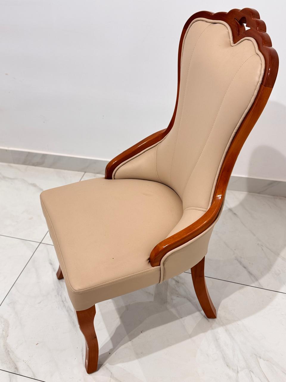 LOTUS DINING CHAIR | MAHOGANY & REXIN UPHOLSTERY