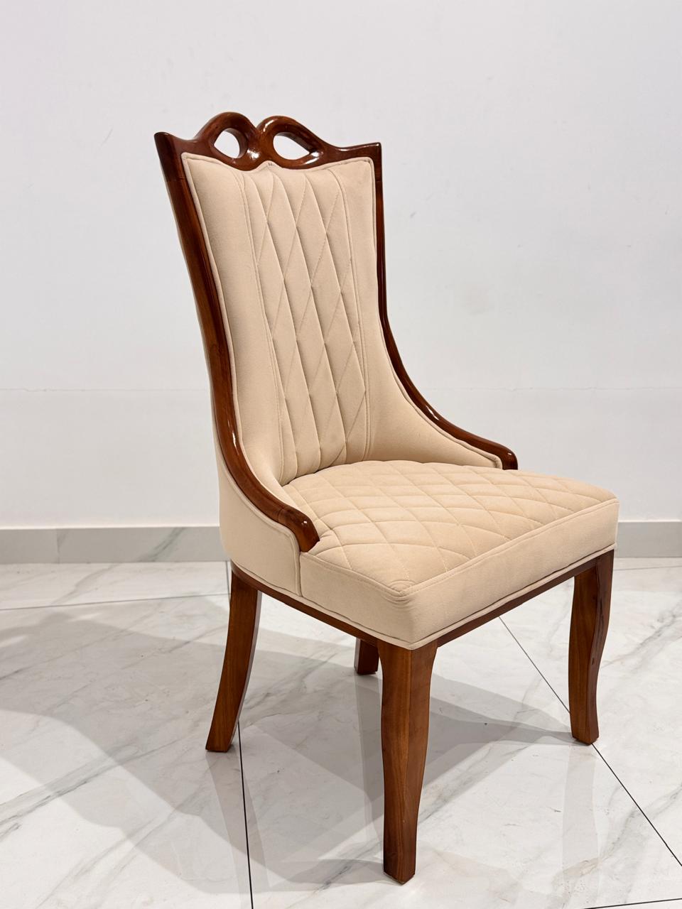 EYE DINING CHAIR | MAHOGANY WOOD & FABRIC | BEIGE
