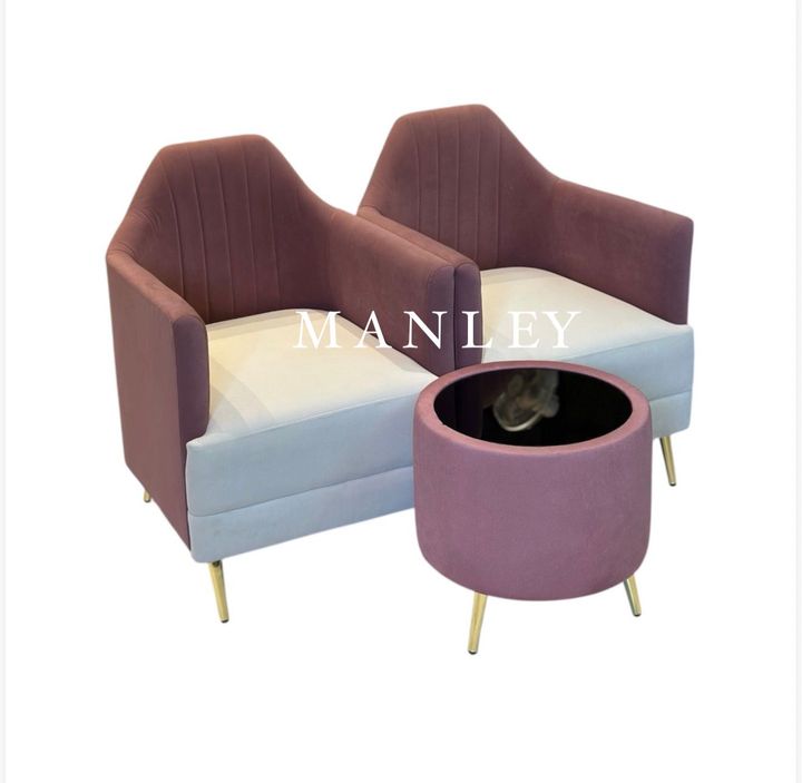 Blush Arm Chair Set – Solid Acacia Wood & Velvet Fabric | Premium Accent Seating