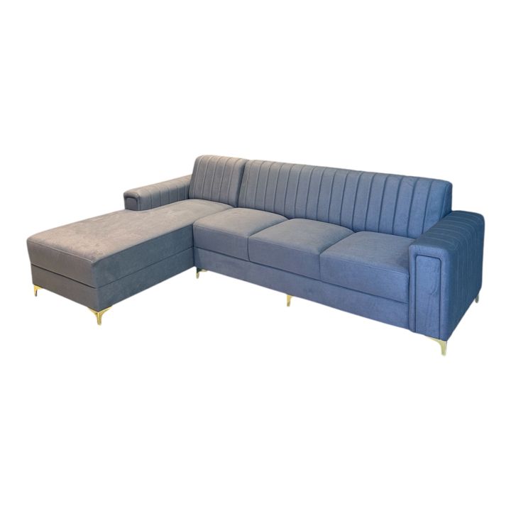 Aurora suede L-shaped launcher sofa