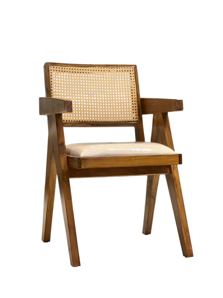 Classic Cane Chair – Acacia Wood with Natural Cane & Cushion Seating