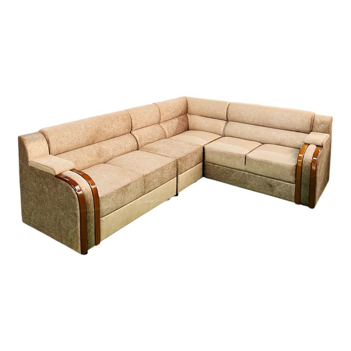 Corner Sofa – Suede Fabric | Treated Mahogany Wood Frame | Bronze