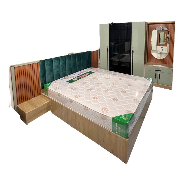 Glass door bedroom set green