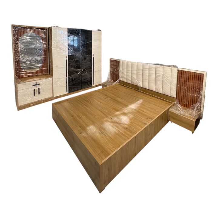 Glass door white bedroom set