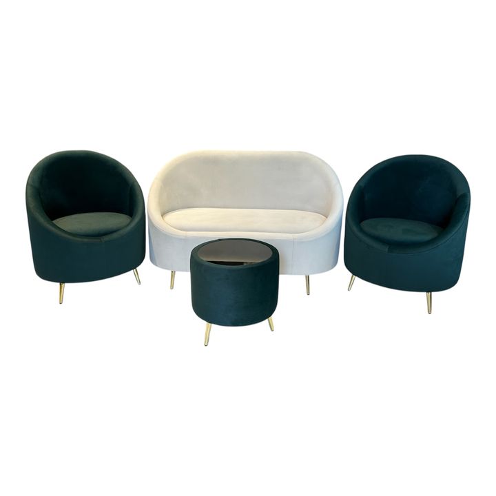 Jade Luxe Lounge Chair – Ivory & Dark Green | Premium Accent Seating