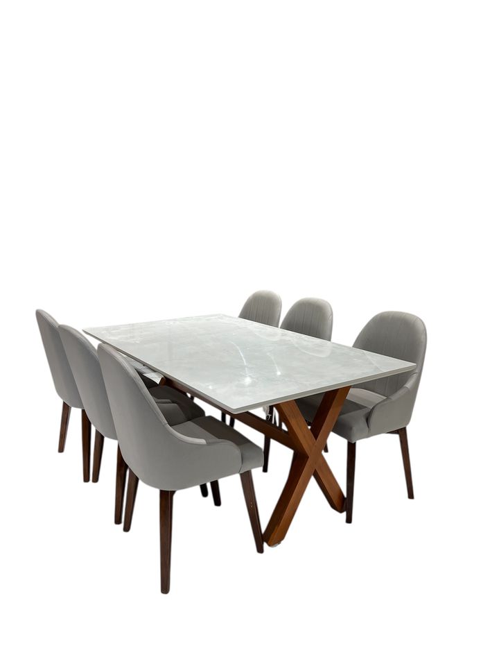 Lavis dining set 6x3.5 Top size with 6 chairs