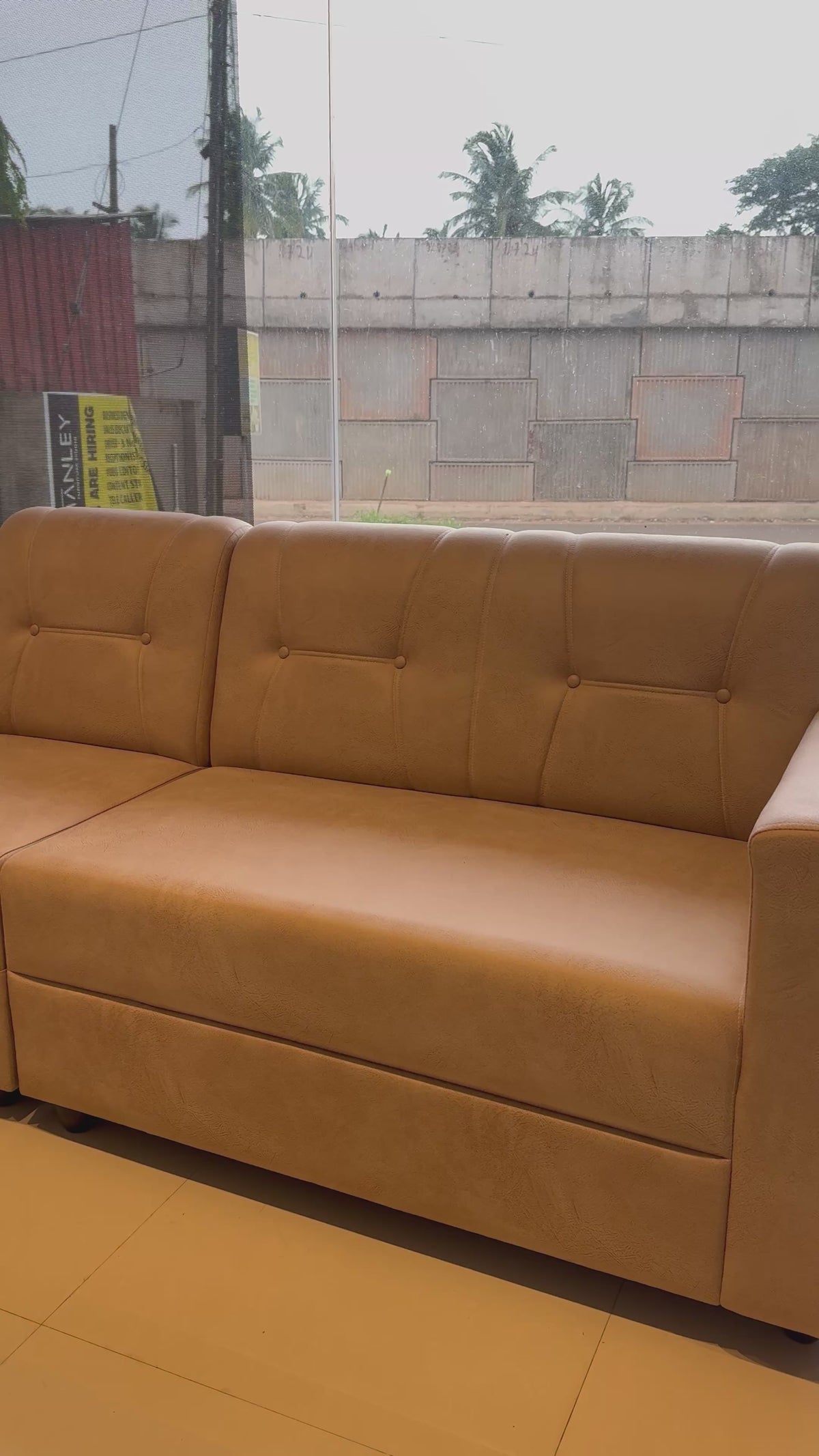 VERONA CORNER SOFA SET | ACACIA WOOD & SUEDE FABRIC UPHOLSTERY