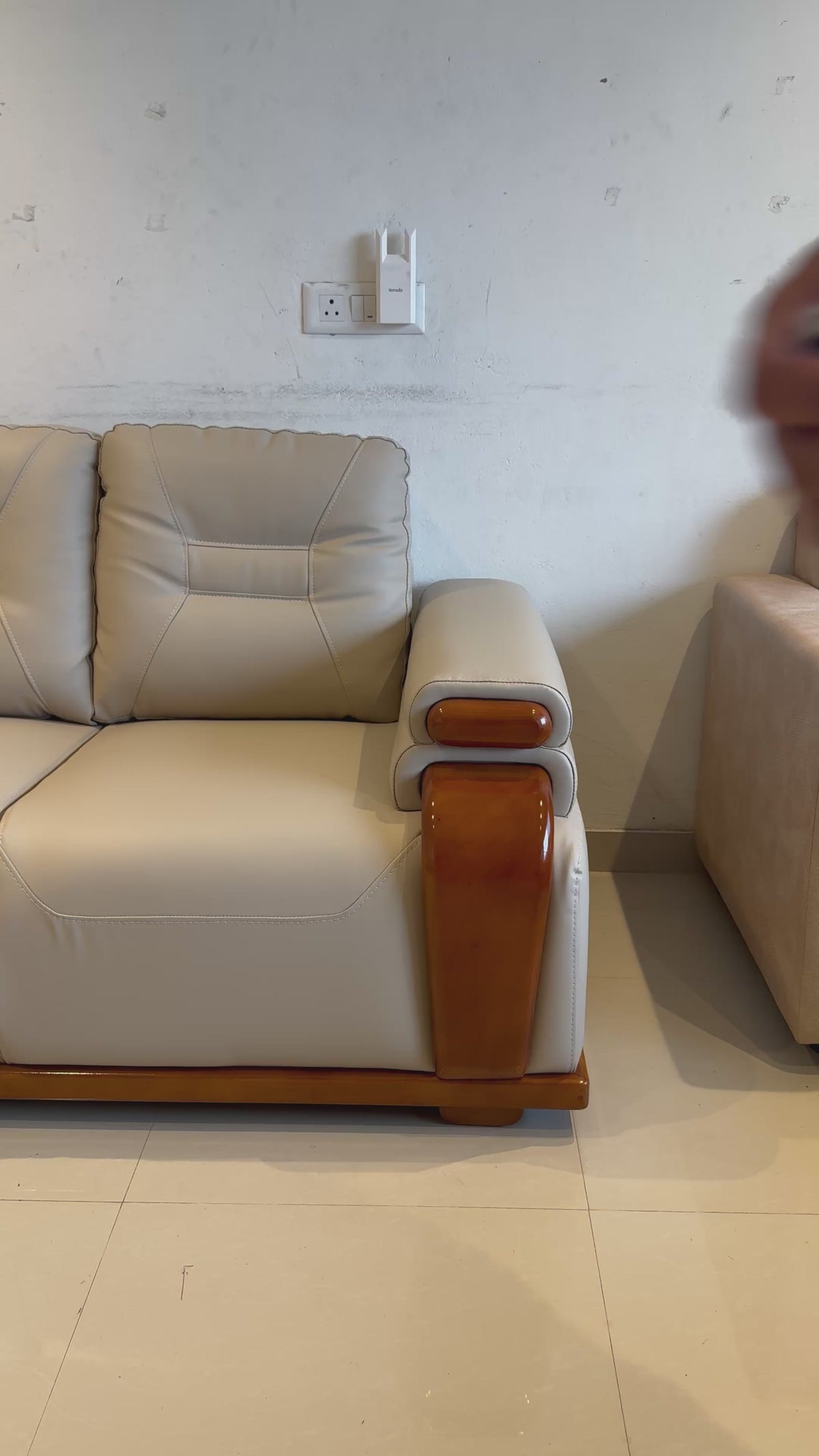 MONACO CORNER SOFA SET | MAHOGANY WOOD & SUEDE FABRIC UPHOLSTERY