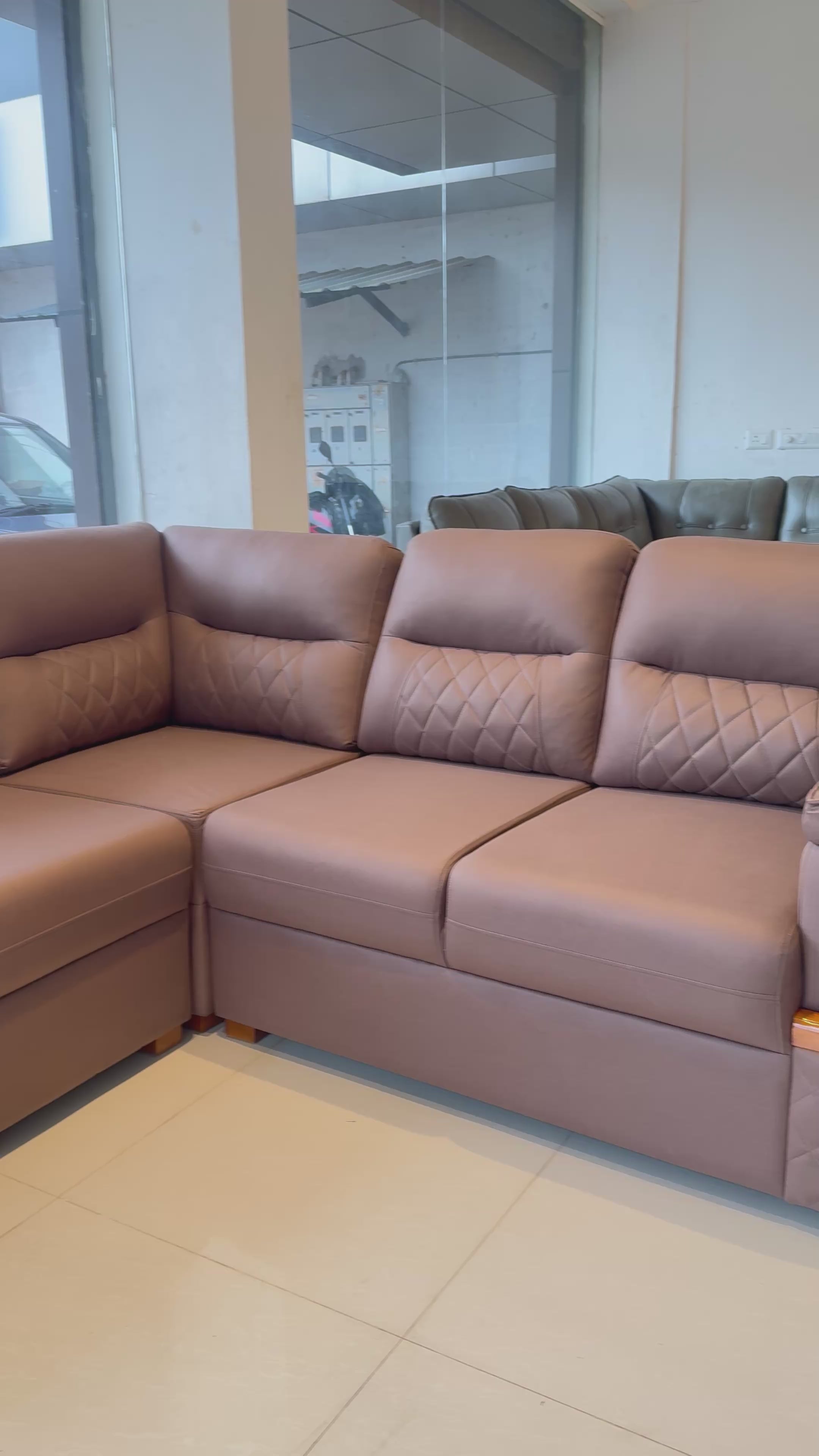 JASPER CORNER SOFA SET | MAHOGANY WOOD & FABRIC UPHOLSTERY | GREY