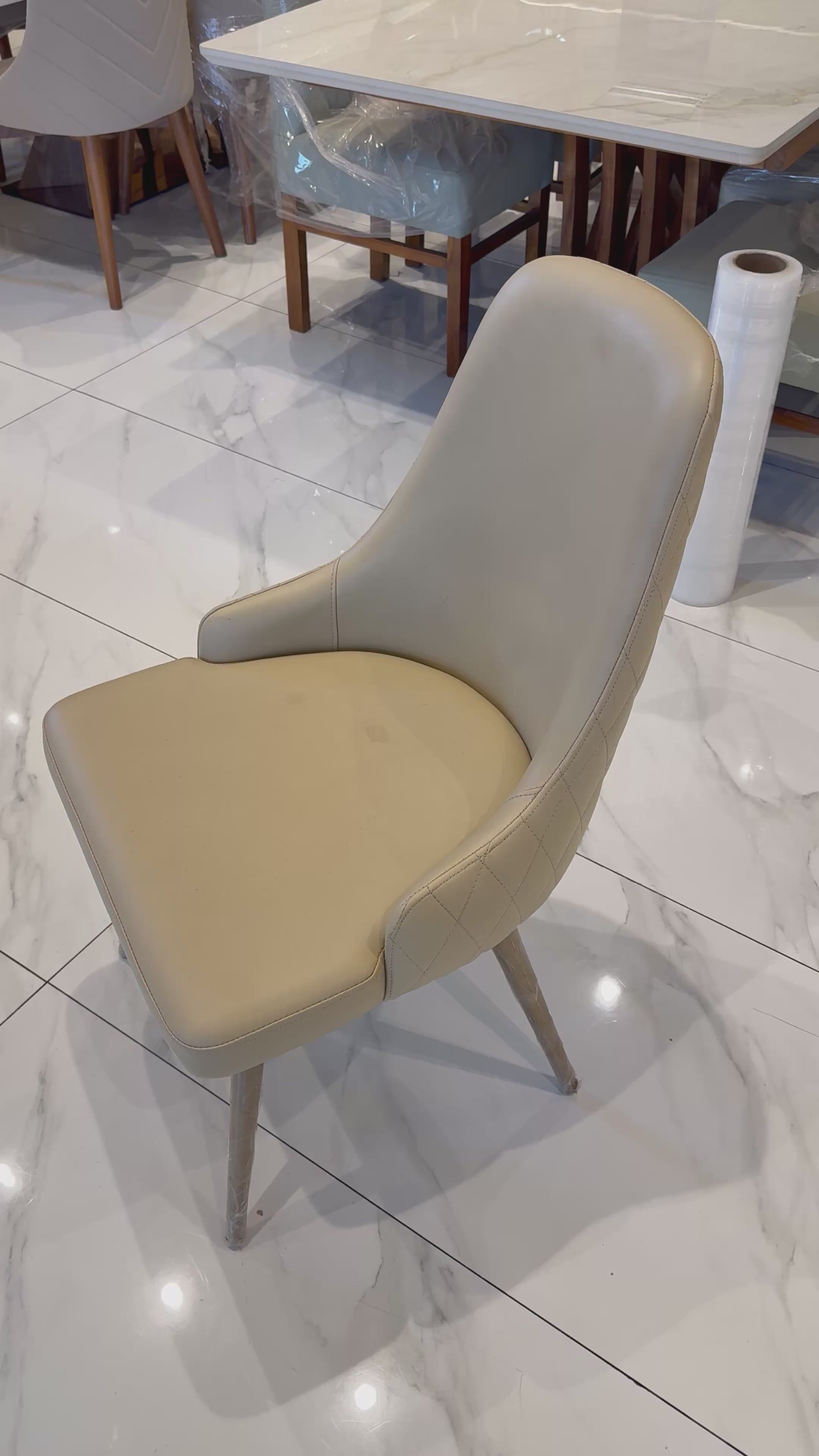 MION DINING CHAIR | METAL LEGS & REXIN UPHOLSTERY