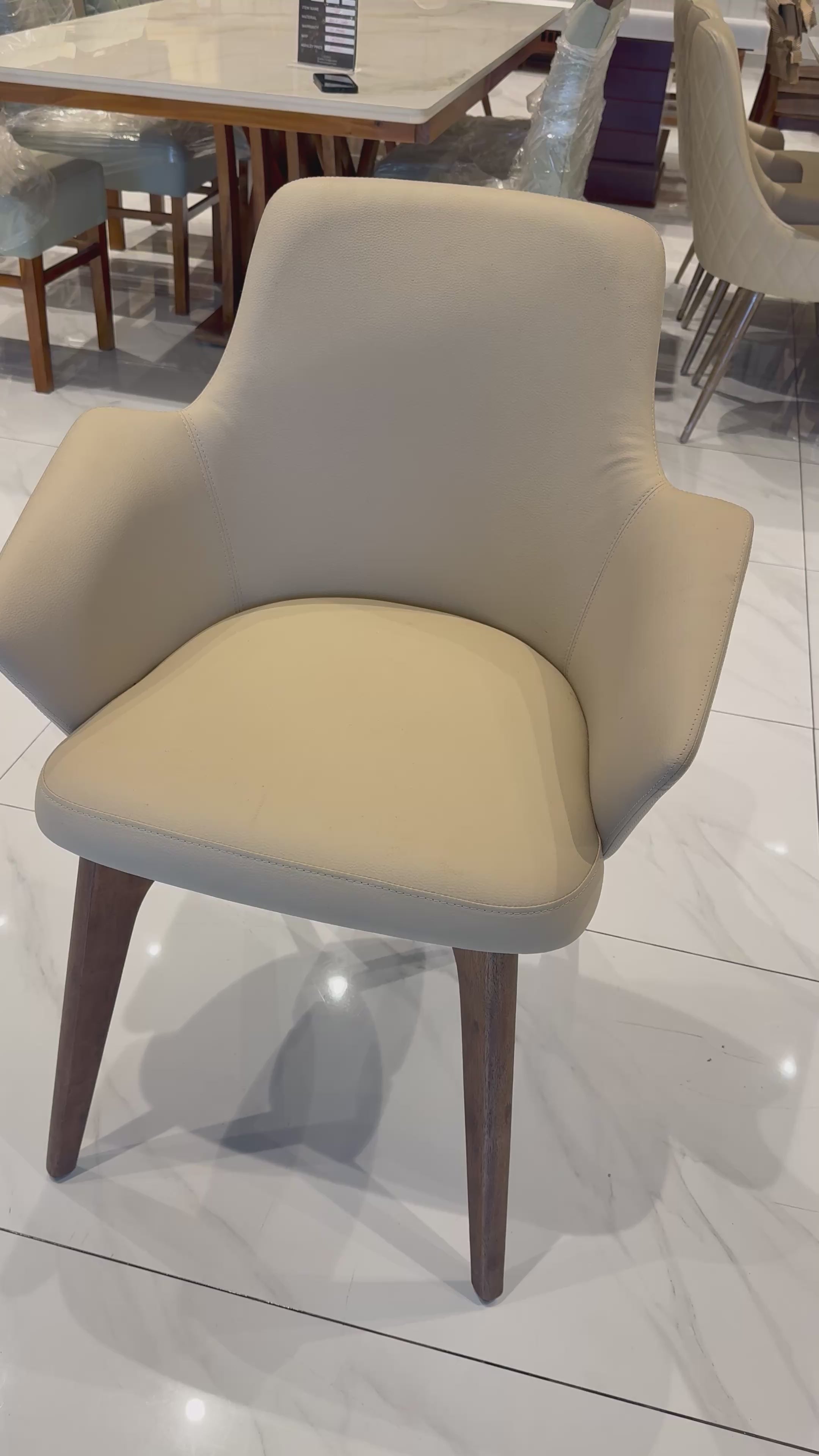 LYSH DINING CHAIR | MAHOGANY WOOD & REXIN UPHOLSTERY