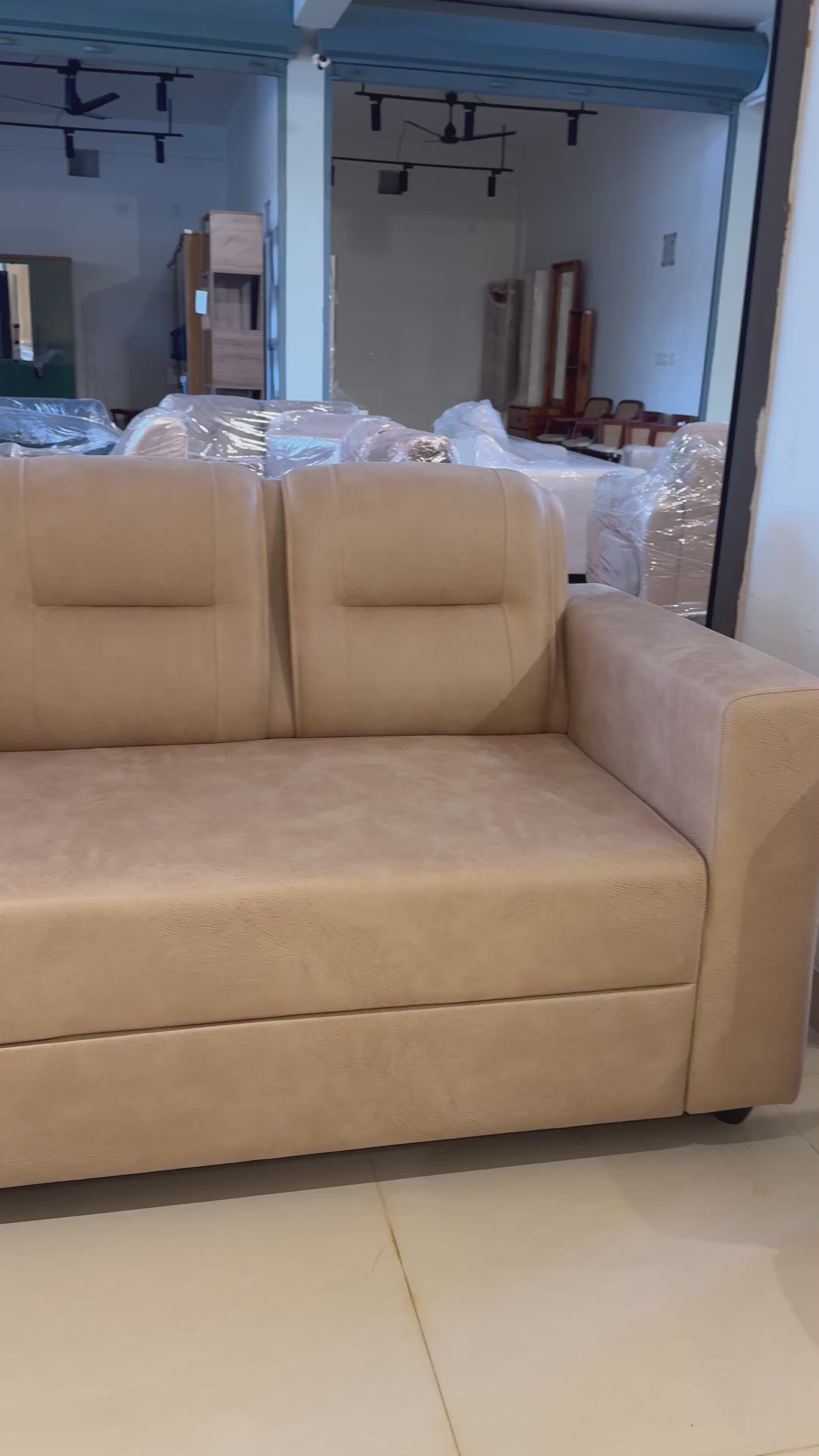 ARVO SINGLE SOFA | ACACIA WOOD & SUEDE FABRIC UPHOLSTERY