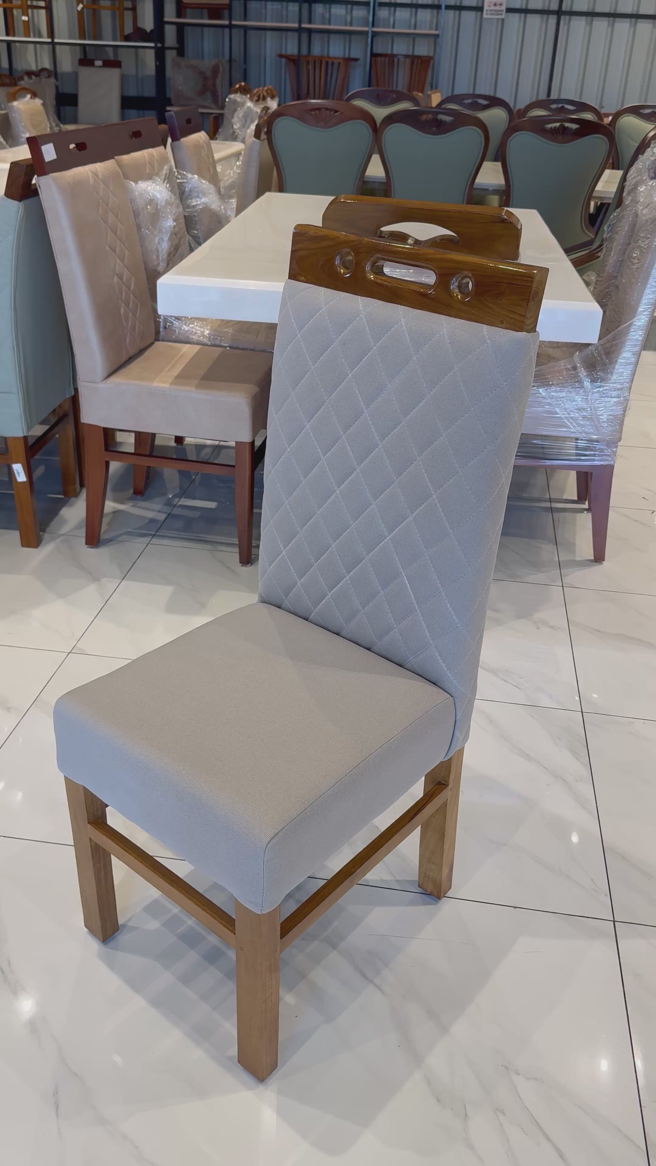 LINEA CHAIR TREATED MAHAGONY SUED FABRIC