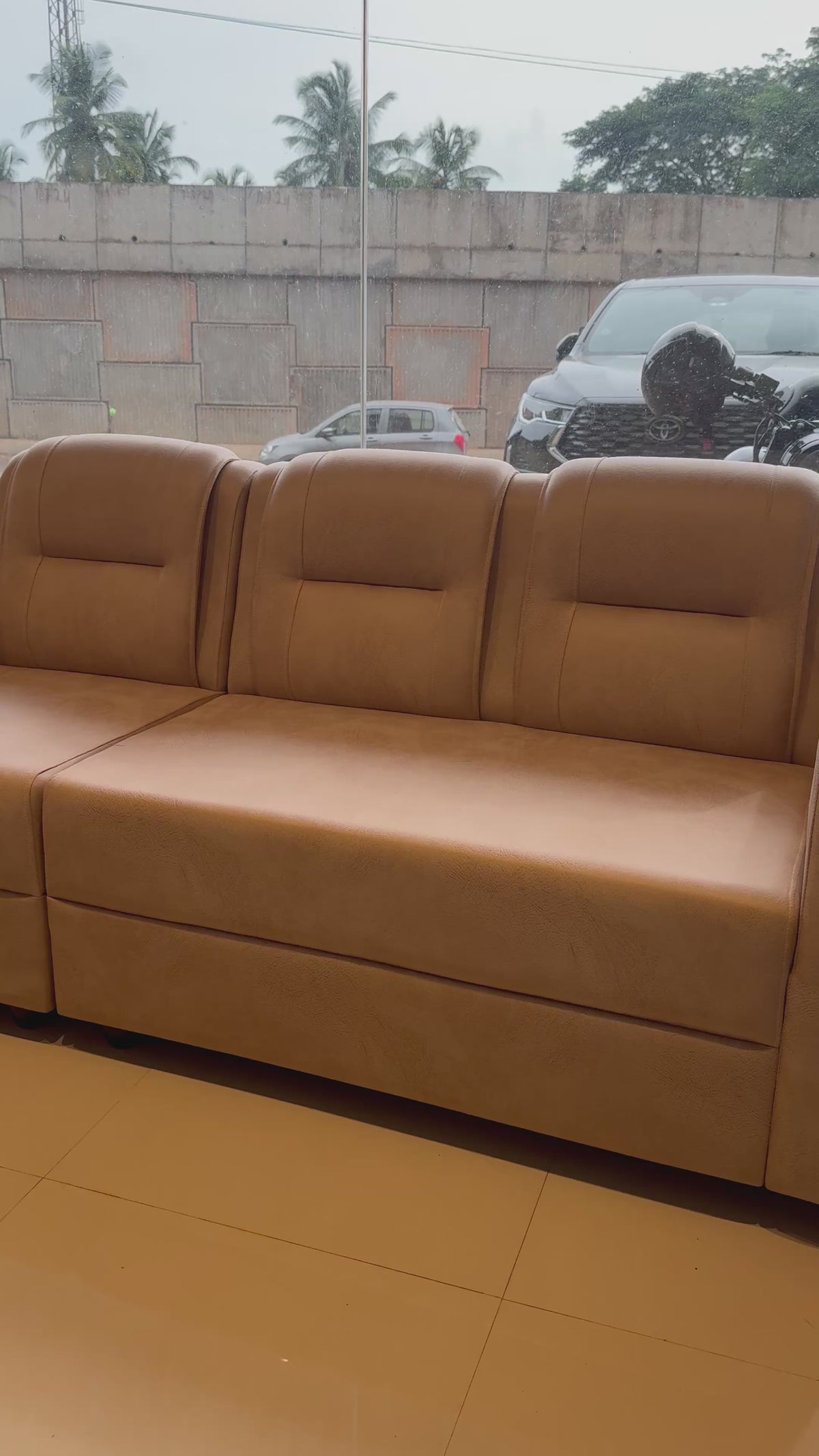 MILAN CORNER SOFA SET | ACACIA WOOD & SUEDE FABRIC UPHOLSTERY | BEIGE