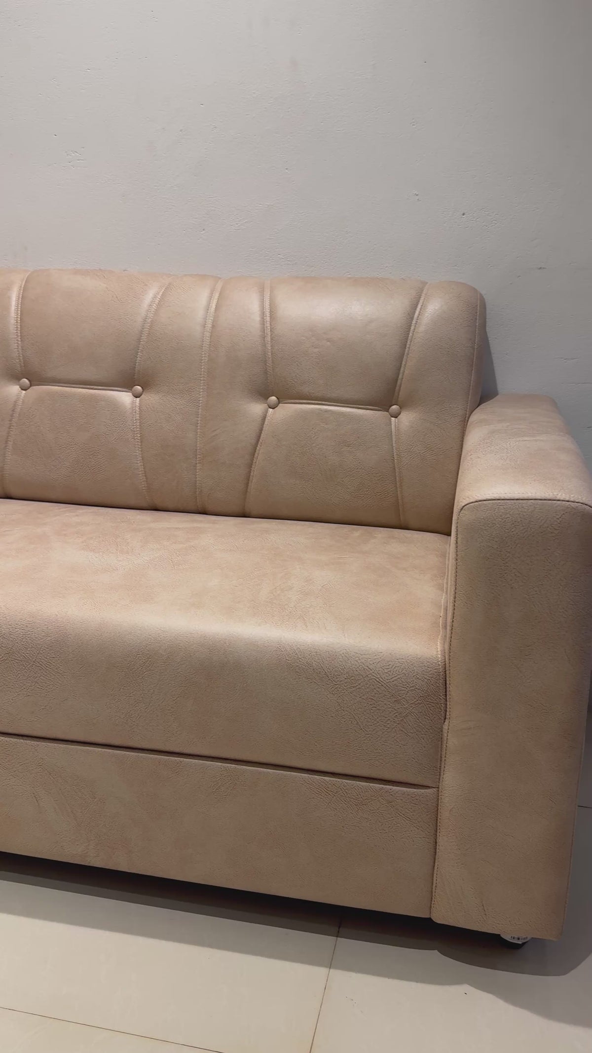 BLISS SINGLE SOFA | ACACIA WOOD & SUEDE FABRIC UPHOLSTERY | BEIGE